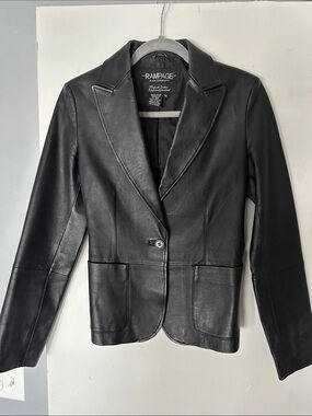 Y2K Rampage Black Leather Single-Button Blazer